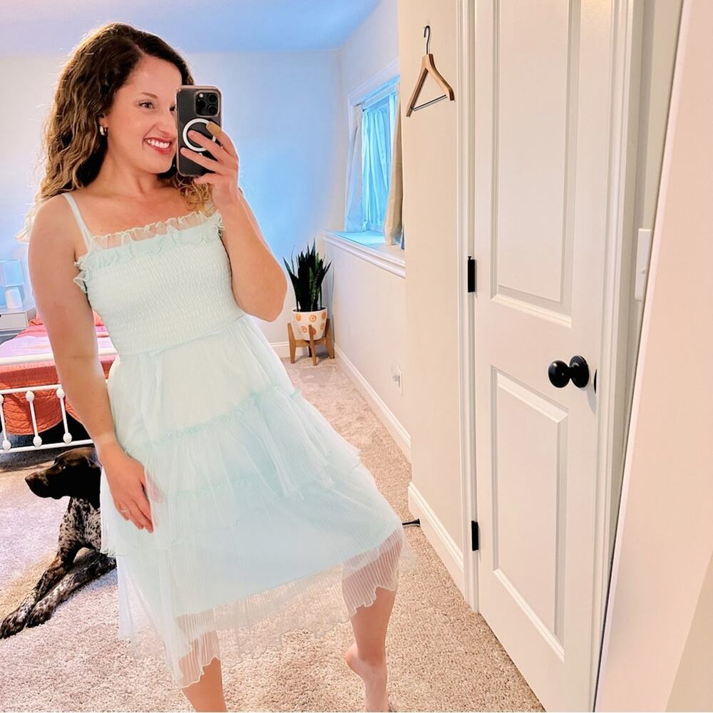 NWT SYLPHIDE Blue Tulle Smocked Dress XS